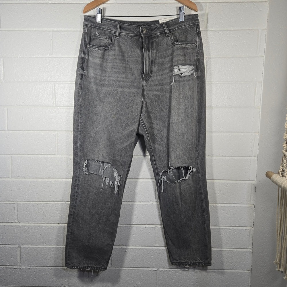 American Eagle Outfitters High-Rise Distressed Gray Jeans